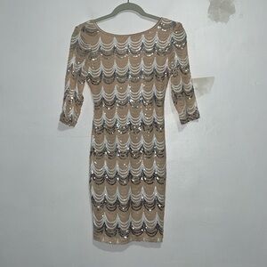 Size S Women’s Crystal Doll Nude White and Silver Party Dress